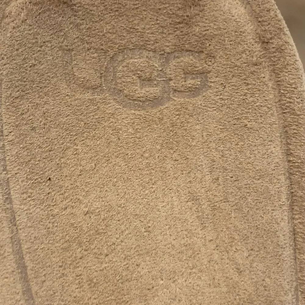 Ugg Women's Maddie Sandals Beige Leather Cork Wedge Slip On Strappy Size 10‎